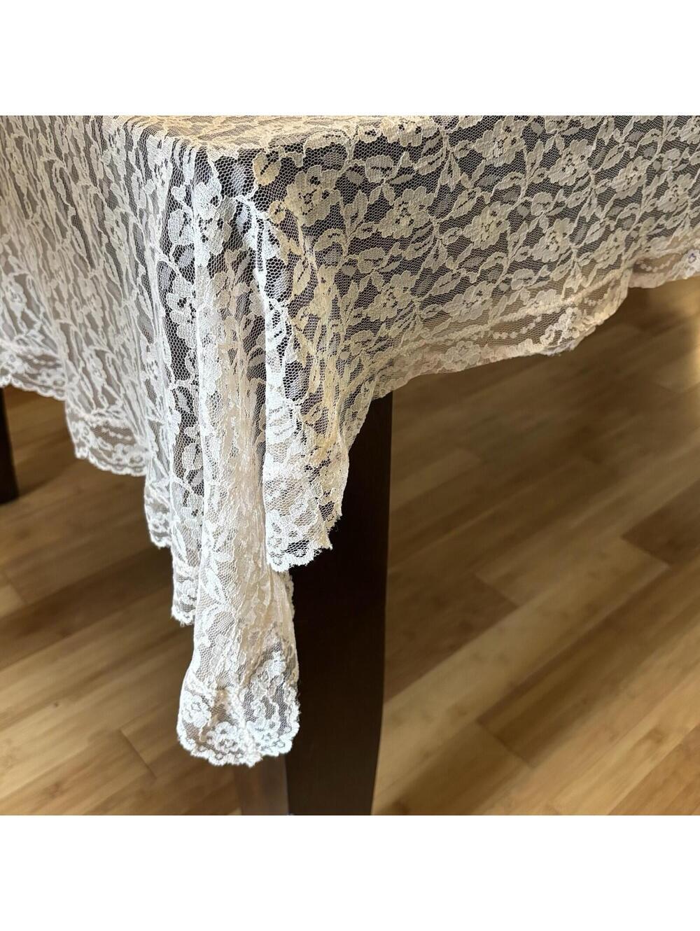 Blush Pink Floral Lace Tablecloth 50x100 Wedding Cottage Rectangular - Picture 1 of 7